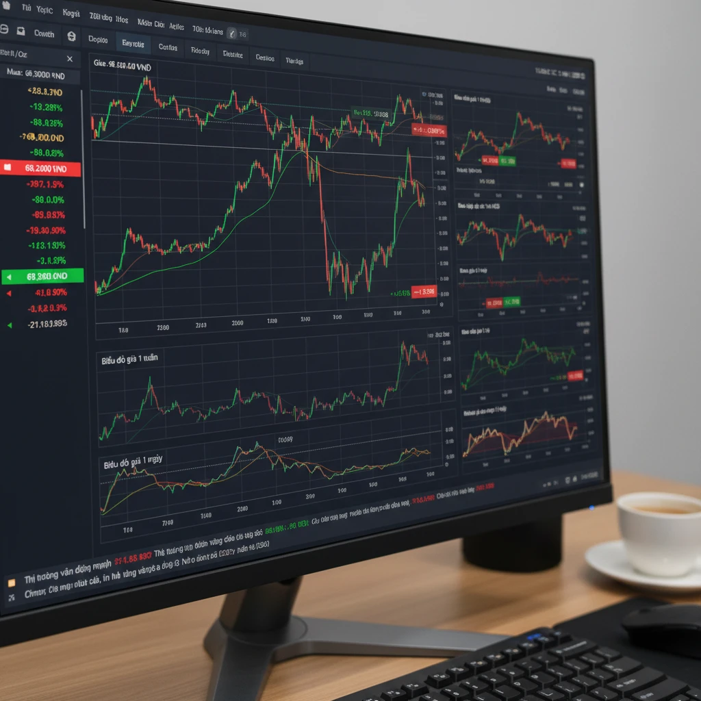 Biểu đồ giá vàng trên màn hình giao dịch