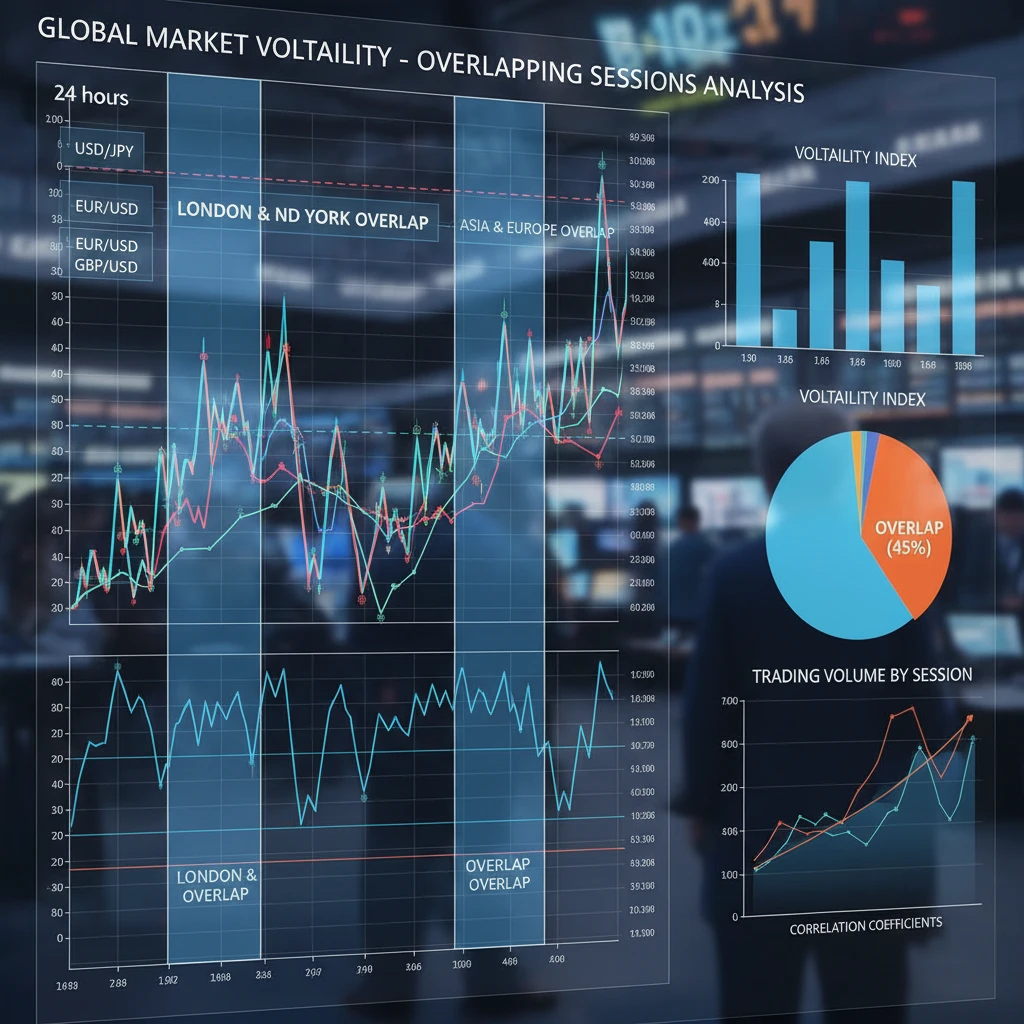 Biểu đồ thị trường vàng forex khi các phiên giao dịch trùng nhau
