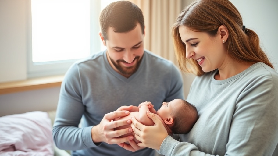 Bố mẹ quan sát làn da trẻ sơ sinh
