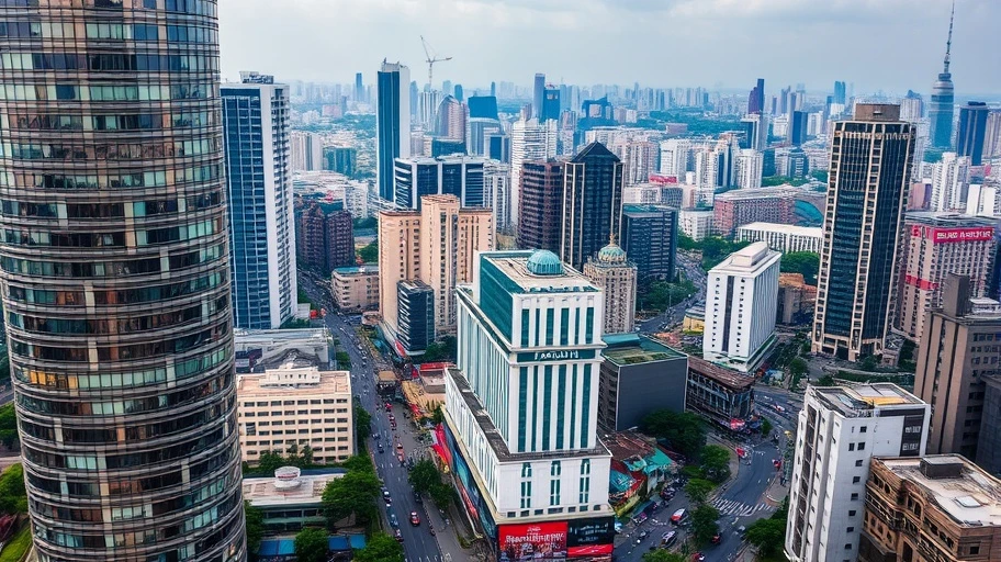 Cảnh quan đô thị Hà Nội với các tòa nhà cao tầng hiện đại.