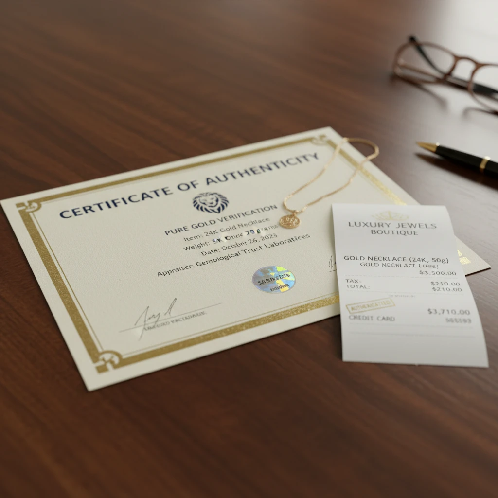 Chứng chỉ và hóa đơn vàng 585