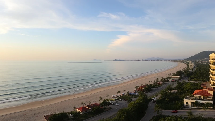 Hình ảnh bờ biển Nha Trang với bãi cát trắng và biển xanh