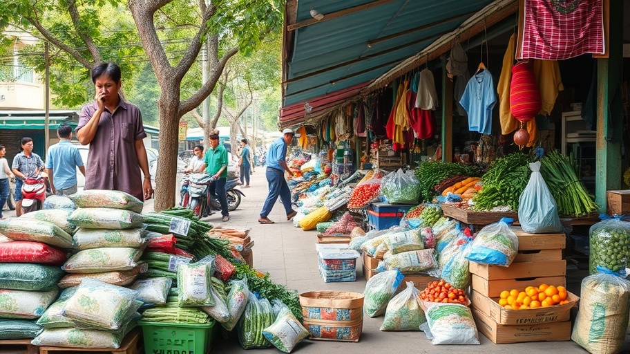 Hình ảnh chợ Việt Nam thể hiện lạm phát.