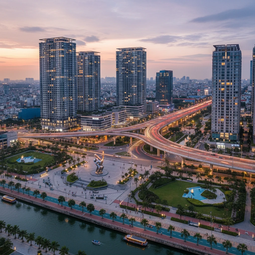 Hình ảnh hạ tầng hiện đại ở Quận 2