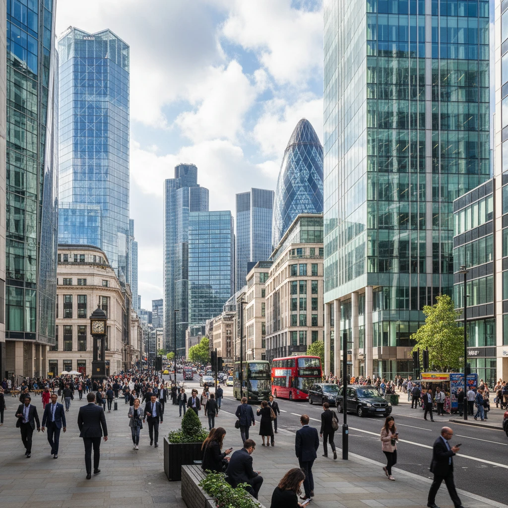 Hình ảnh khu tài chính London, phiên giao dịch vàng Châu Âu