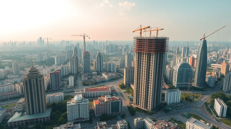Hình ảnh tăng trưởng kinh tế nhờ vào bất động sản