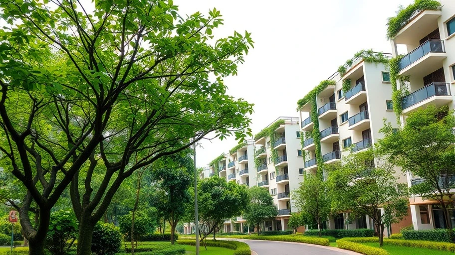 Khu vực sống xanh với tòa nhà bền vững