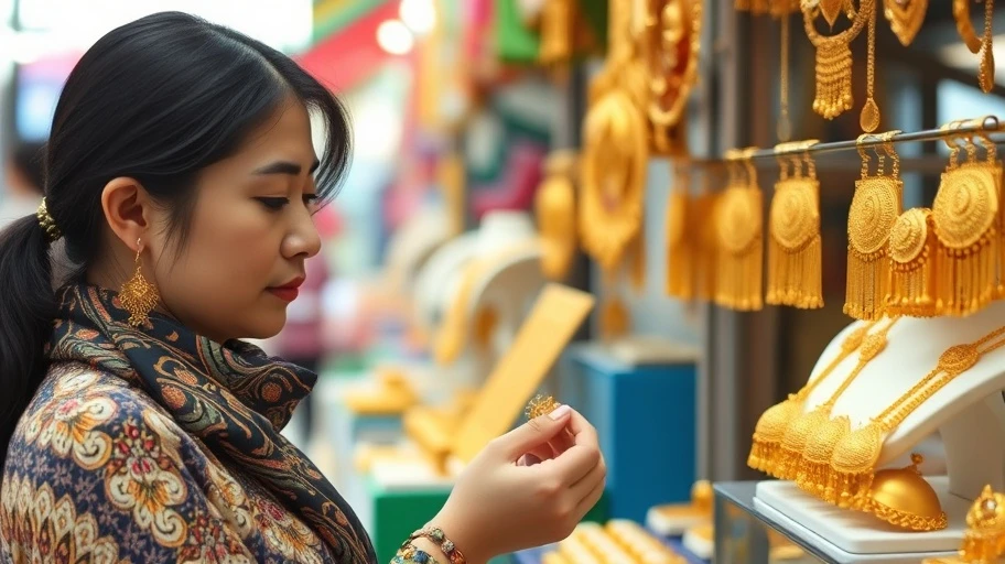 Người mua vàng Tây tại cửa hàng, thể hiện lựa chọn thông minh
