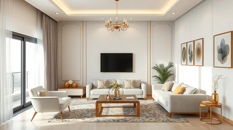 Nội thất thiết kế với điểm nhấn màu vàng.
