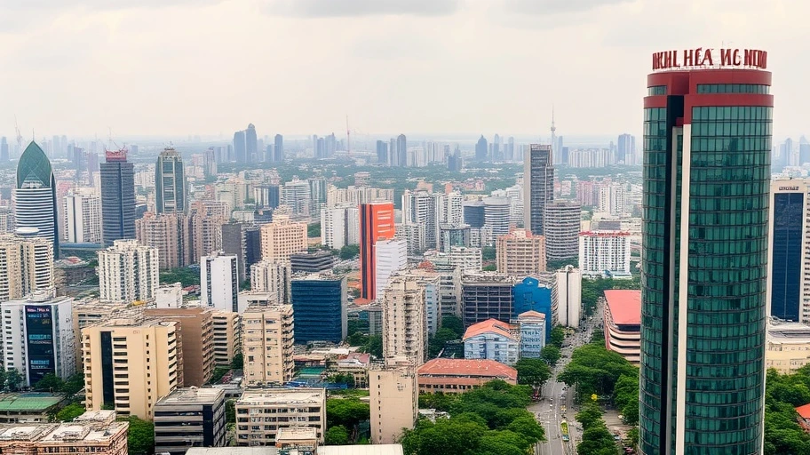 Thành phố Hồ Chí Minh với các tòa nhà cao tầng và bất động sản phát triển mạnh.