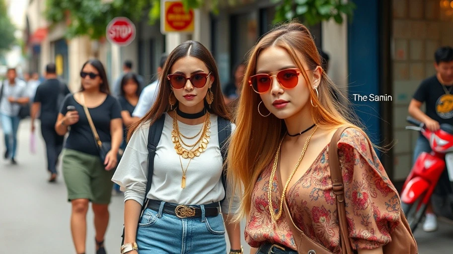 Thời trang đường phố với điểm nhấn màu vàng.